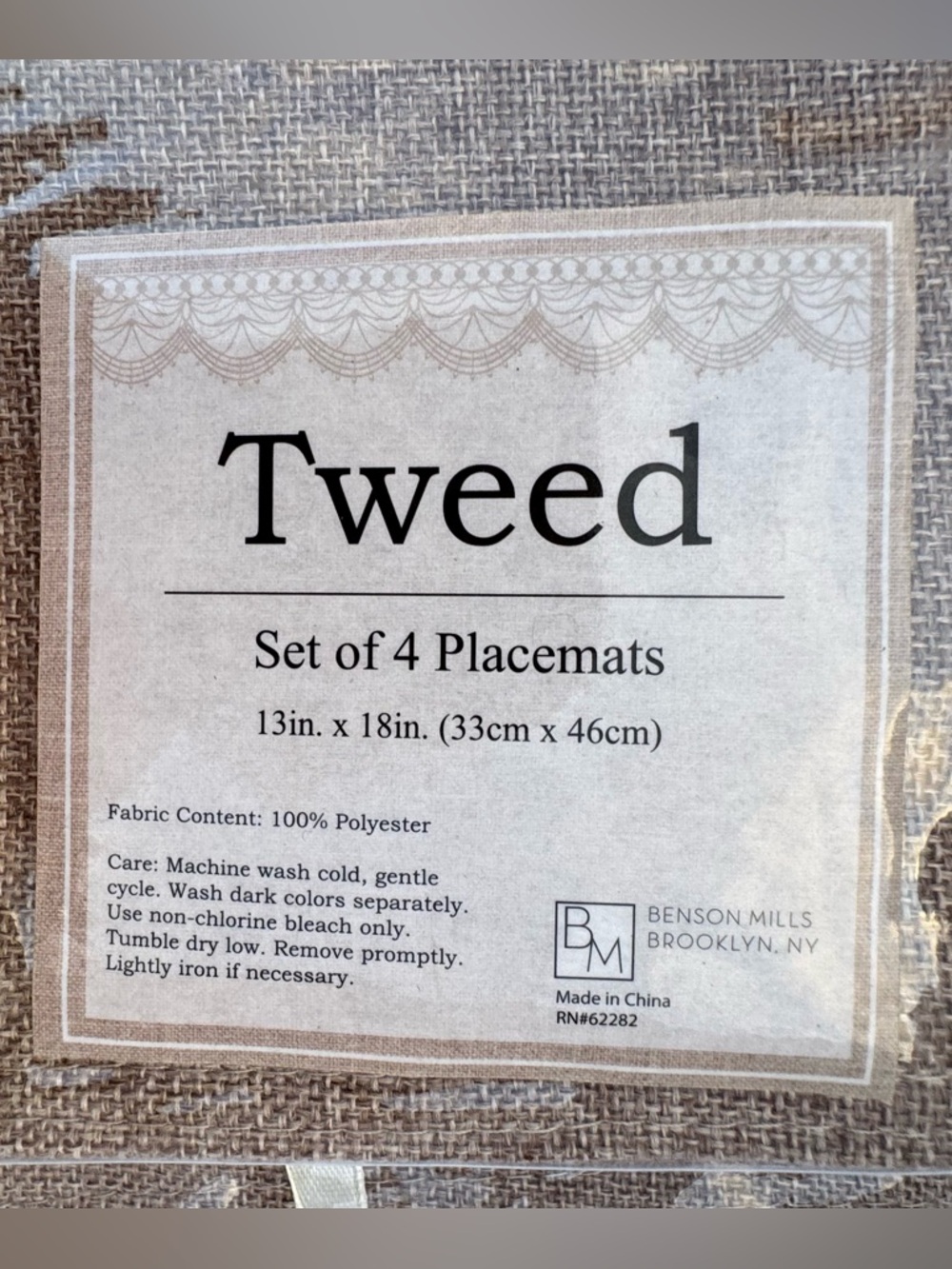 Tweeds Placemats Neutral Beige Tweed 2 sets of 4 (8) Hone Goods Minimalist Home